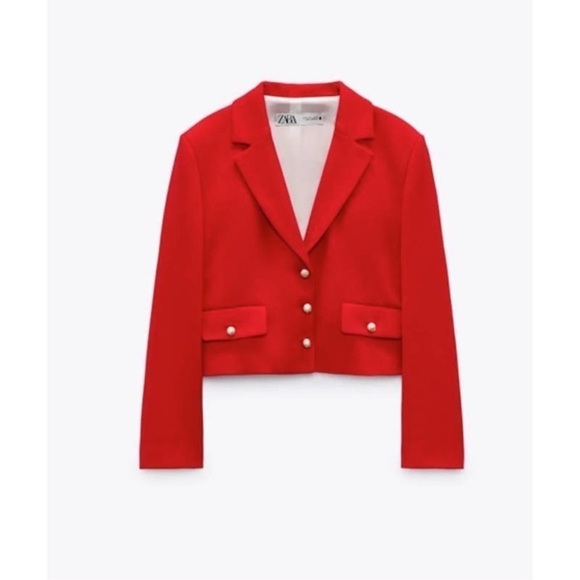ZARA BUTTONED CROPPED BLAZER - Picture 6 of 10